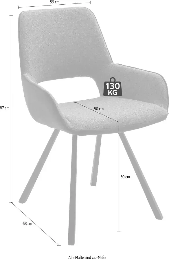 MCA furniture Stoel met 4 poten Parana Stoel belastbaar tot 120 kg (set 2 stuks) - Foto 10