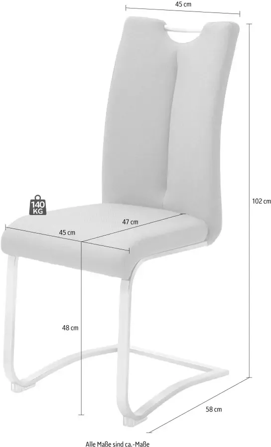 MCA furniture Vrijdragende stoel Artos XL set van 2 stoel met handgreep belastbaar tot 140 kg (set 2 stuks) - Foto 2