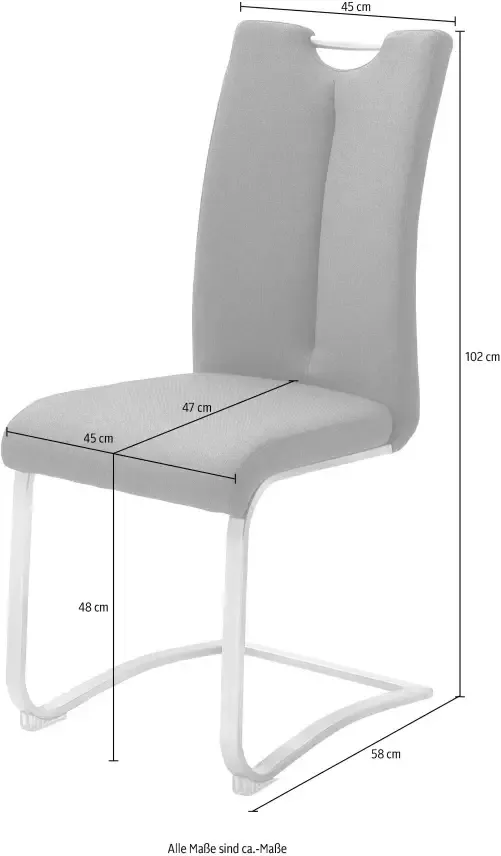 MCA furniture Vrijdragende stoel Artos XL set van 2 stoel met handgreep belastbaar tot 140 kg (set 2 stuks) - Foto 2