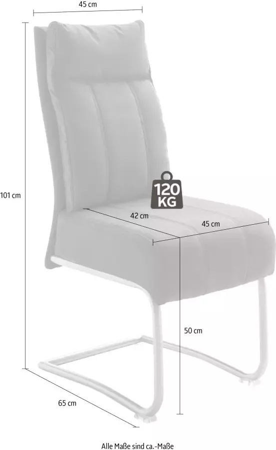 MCA furniture Vrijdragende stoel Azul met pocketveringskern stoel tot 120 kg belastbaar (set 2 stuks) - Foto 9