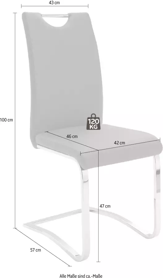 MCA furniture Vrijdragende stoel Keulen Overtrokken met kunstleer comfortzithoogte stoel belastbaar tot 120 kg (set 4 stuks) - Foto 3