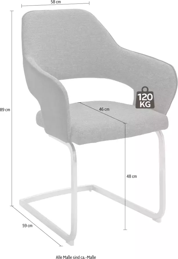 MCA furniture Vrijdragende stoel NEWCASTEL Stoel belastbaar tot 120 kg (set 2 stuks) - Foto 2