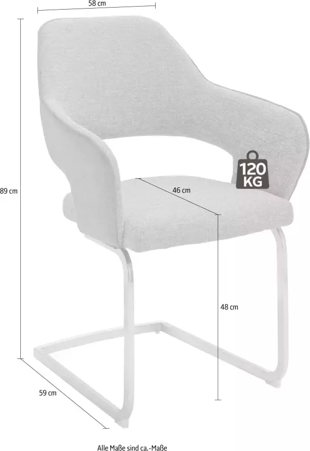 MCA furniture Vrijdragende stoel NEWCASTEL Stoel belastbaar tot 120 kg (set 2 stuks) - Foto 2