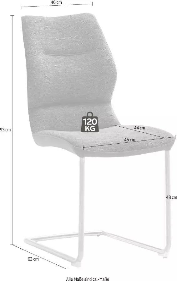 MCA furniture Vrijdragende stoel Orlando Stoel belastbaar tot 120 kg (set 2 stuks)