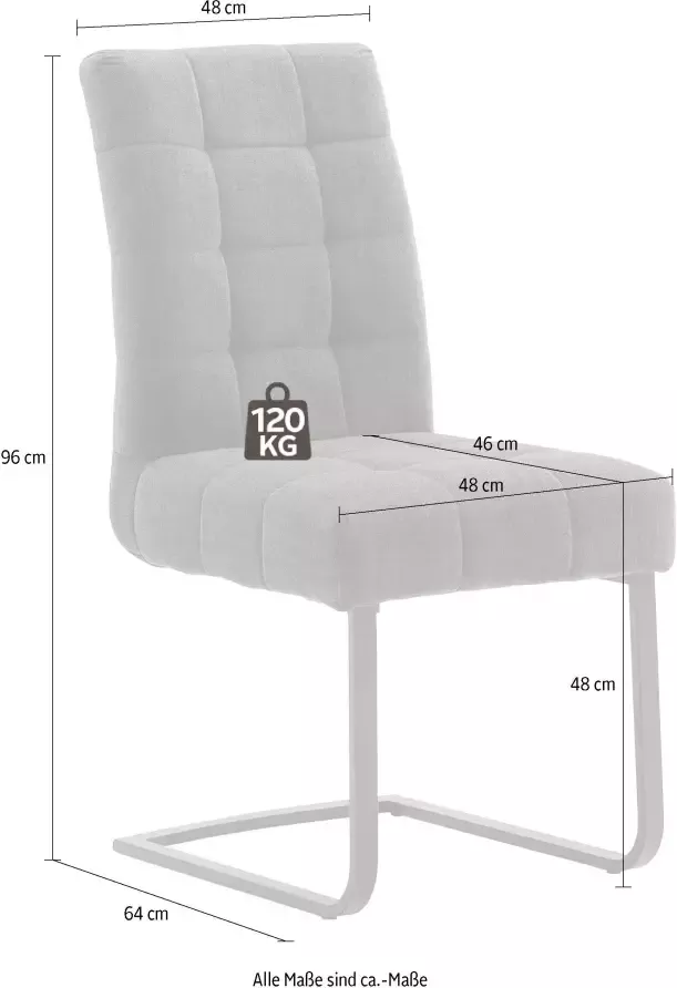 MCA furniture Vrijdragende stoel Salta met aqua clean bekleding (set 2 stuks)
