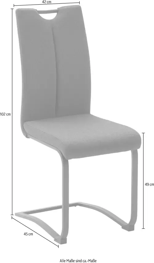 MCA furniture Vrijdragende stoel Zambia set van 4 stoel met bekleding en handgreep belastbaar tot 120 kg (set 4 stuks) - Foto 3