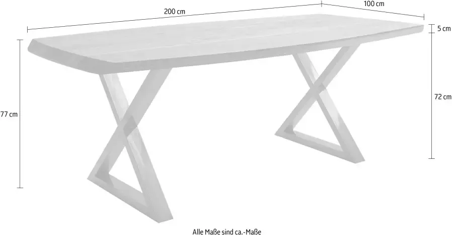 MCA living Eettafel Tiberias Massief houten tafel in bootmodel met Zwitserse rand belastbaar tot 100 kg - Foto 2