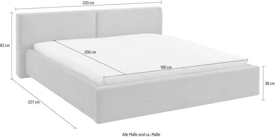 Meise EMOB Tweepersoonsbed Kubrik 180 x 200 cm ribfluweel Beige Gestoffeerde tweepersoonsbedden Beige Textiel Gestoffeerde tweepersoonsbedden Tweepersoons Normaal bed Op voorraad - Foto 5