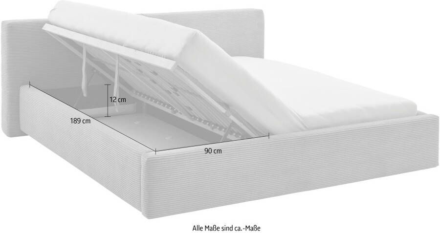 Meise.möbel Gestoffeerd bed Cube optioneel met matras en bedlade extra vlak hoofdeinde verkrijgbaar in de breedtes 140cm 160cm & 180cm - Foto 5