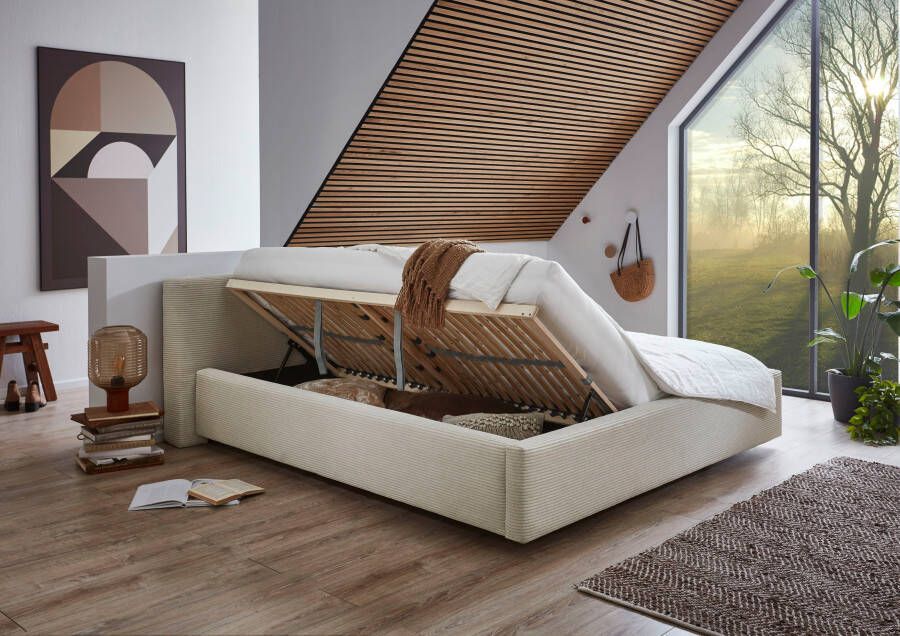 Meise.möbel Gestoffeerd bed Cube optioneel met matras en bedlade extra vlak hoofdeinde verkrijgbaar in de breedtes 140cm 160cm & 180cm - Foto 4