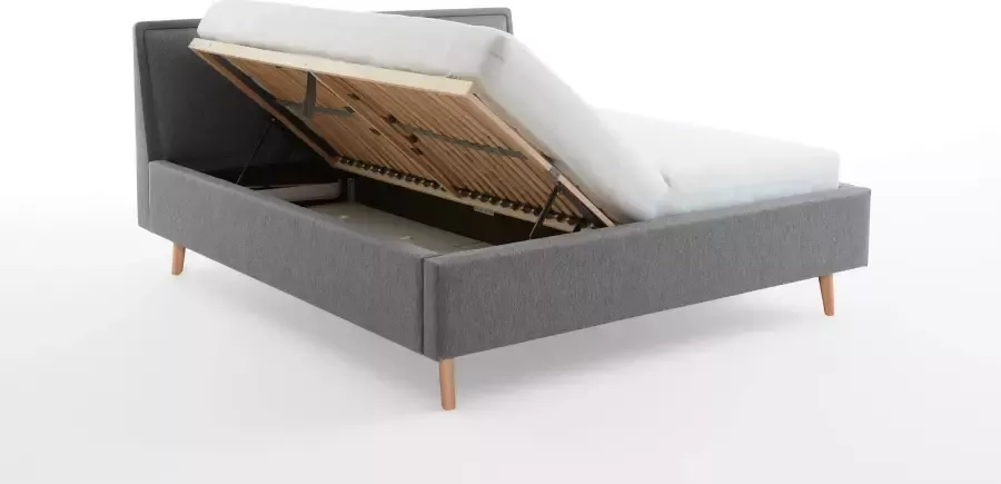 Meise Mobel Meise Möbel Frieda bedbodem gestoffeerd bed houten basis massief hoofdbord glad met kussen - Foto 8