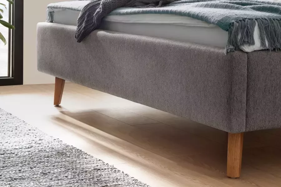 Meise Mobel Meise Möbel Frieda bedbodem gestoffeerd bed houten basis massief hoofdbord glad met kussen - Foto 2