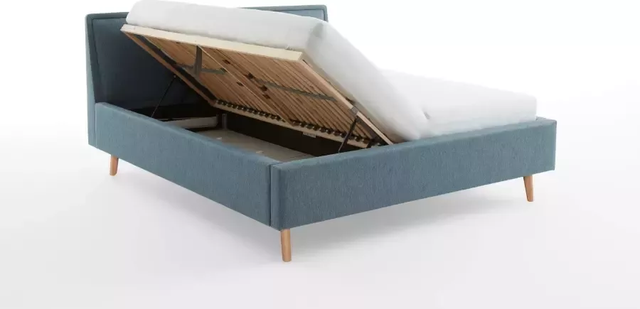 Meise Mobel Meise Möbel Frieda bedbodem gestoffeerd bed houten basis massief hoofdbord glad met kussen - Foto 7