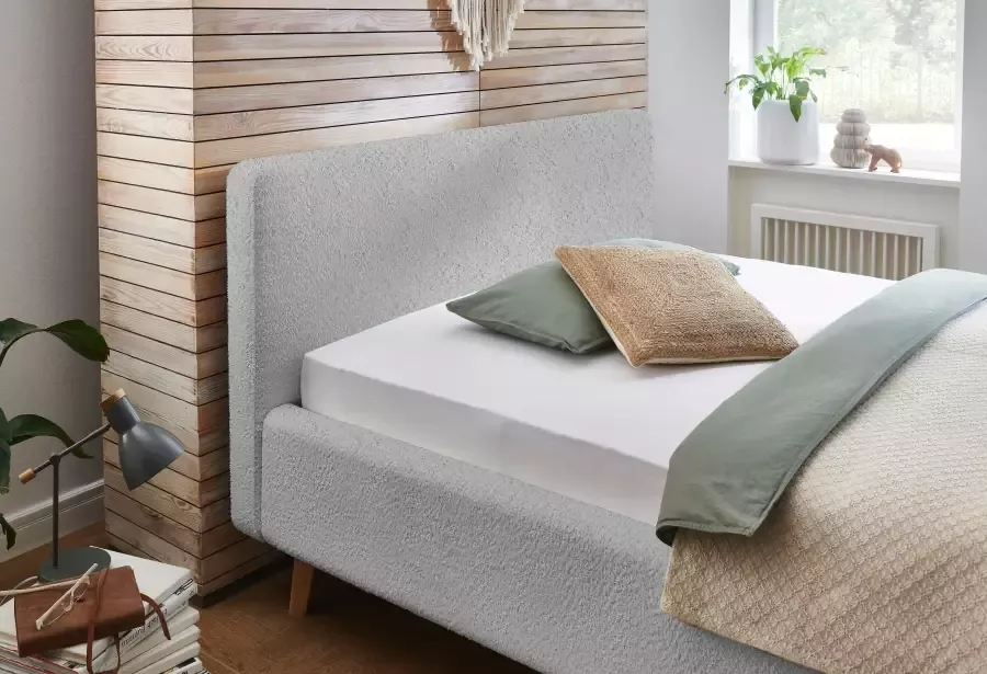 Meise Mobel Meise Möbel Mattis gestoffeerd bed houten basis hoofdbord glad - Foto 4