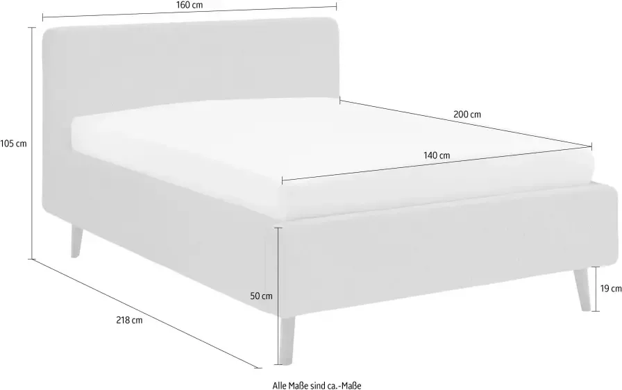 Meise EMOB Bed Dalila 140x200cm teddystof met opbergruimte wit Gestoffeerde tweepersoonsbedden Wit Polyester Gestoffeerde tweepersoonsbedden Tweepersoons Normaal bed Op voorraad - Foto 6