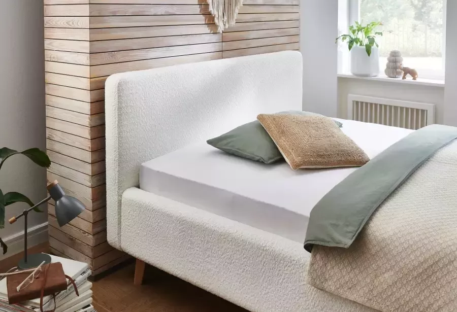 Meise EMOB Bed Dalila 140x200cm teddystof met opbergruimte wit Gestoffeerde tweepersoonsbedden Wit Polyester Gestoffeerde tweepersoonsbedden Tweepersoons Normaal bed Op voorraad - Foto 4