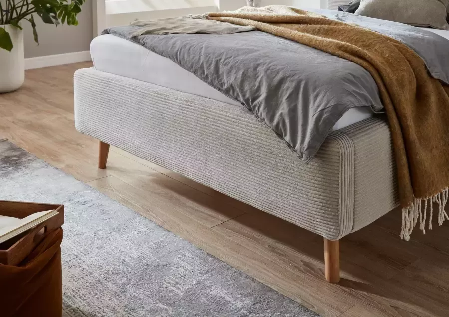Meise EMOB Bed Madras 140x200cm met opbergruimte ribfluweel beige Gestoffeerde tweepersoonsbedden Beige Velours; Polyester Gestoffeerde tweepersoonsbedden Tweepersoons Normaal bed Op voorraad - Foto 5
