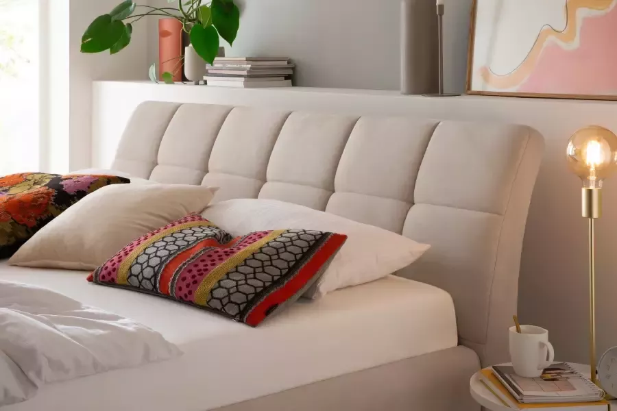 Meise EMOB Gecapitonneerd bed Cézanne 160x200cm met opbergruimte beige eik Gestoffeerde tweepersoonsbedden Beige Polyester Gestoffeerde tweepersoonsbedden Tweepersoons Normaal bed Op voorraad - Foto 9