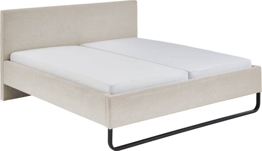 Meise.möbel Gestoffeerd bed Swing gemaakt van ribfluweel met zwarte metalen frame - Foto 5