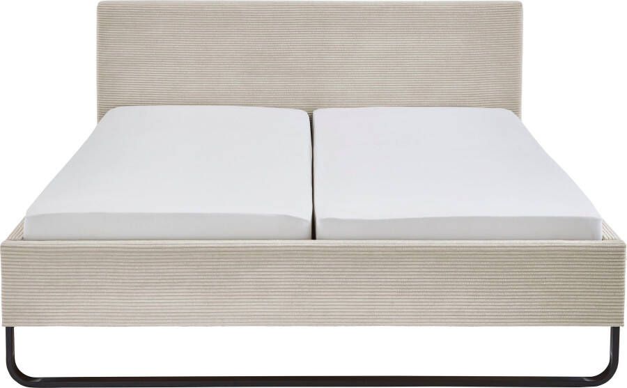 Meise.möbel Gestoffeerd bed Swing gemaakt van ribfluweel met zwarte metalen frame - Foto 4