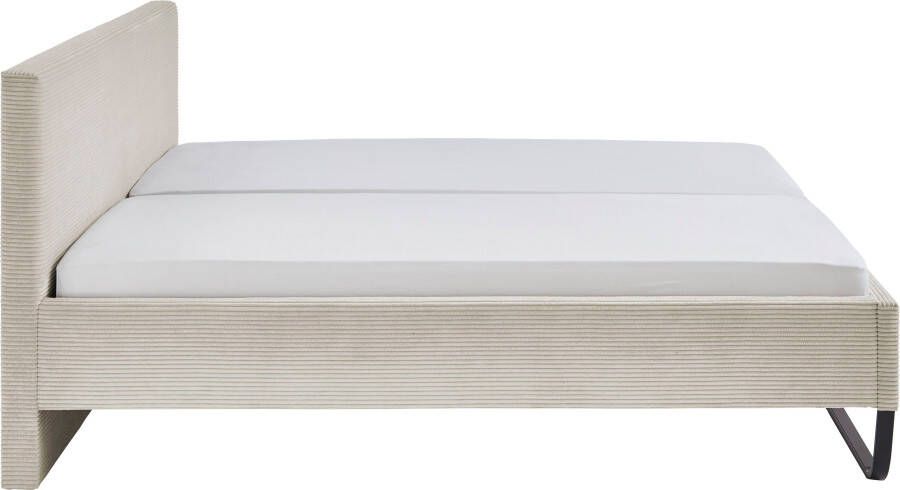 Meise.möbel Gestoffeerd bed Swing gemaakt van ribfluweel met zwarte metalen frame - Foto 7