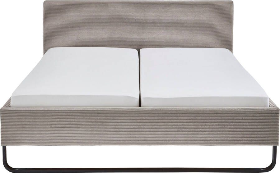 Meise.möbel Gestoffeerd bed Swing gemaakt van ribfluweel met zwarte metalen frame - Foto 5