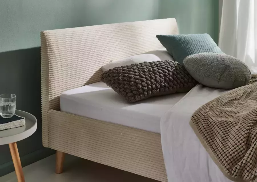 Meise Mobel Meise Möbel Wicki gestoffeerd bed houten basis hoofdbord glad 140x200 cm beige - Foto 2