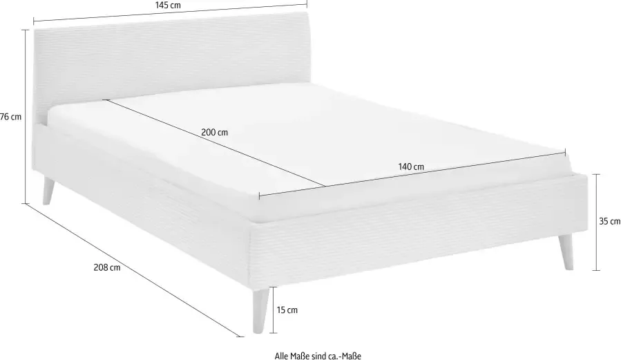 Meise Mobel Meise Möbel Wicki gestoffeerd bed houten basis hoofdbord glad 140x200 cm beige - Foto 6