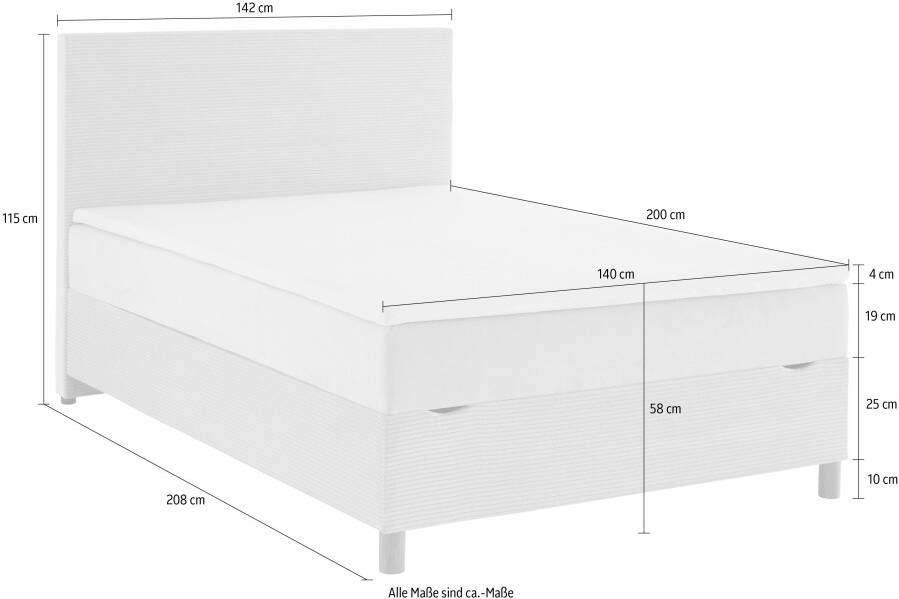 Meise.möbel Boxspring Corsica met bedkist en topmatras bekleding in een stof- en cordmix - Foto 7