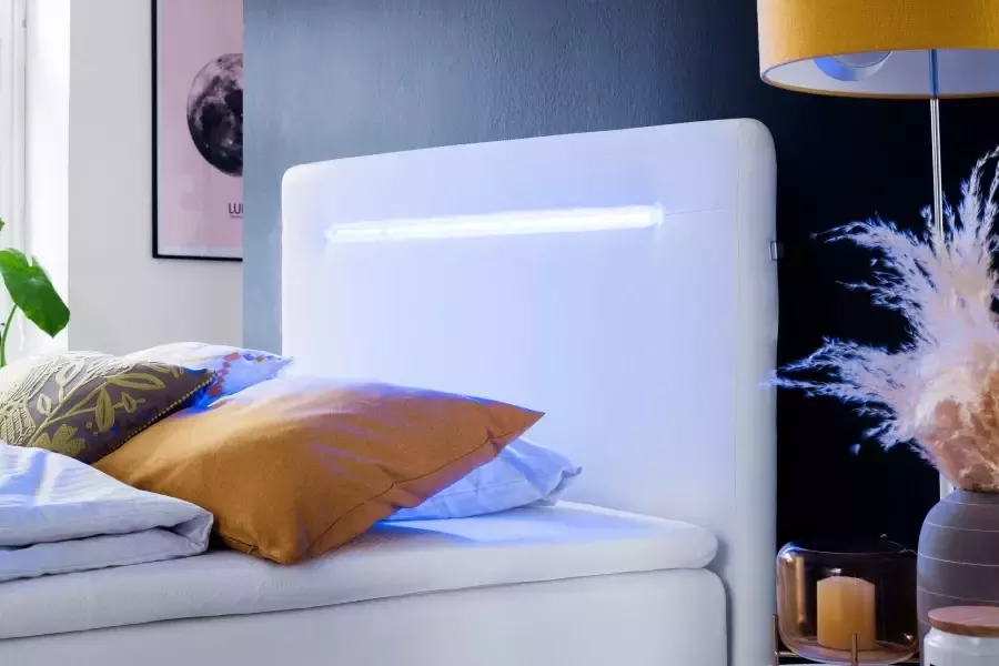Meise.möbel Boxspring Las Vegas 2 inclusief ledverlichting in het hoofdbord met bedkist en topmatras - Foto 6