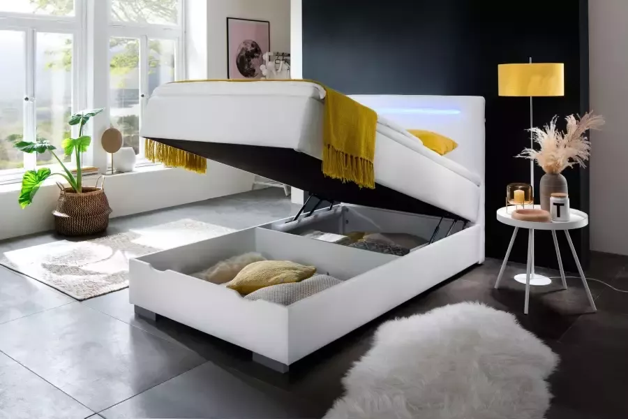 Meise.möbel Boxspring Las Vegas 2 inclusief ledverlichting in het hoofdbord met bedkist en topmatras - Foto 8