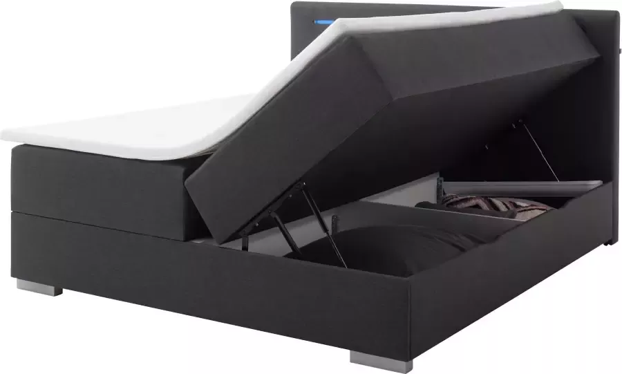 Meise.möbel Boxspring Las Vegas 2 inclusief ledverlichting in het hoofdbord met bedkist en topmatras - Foto 6