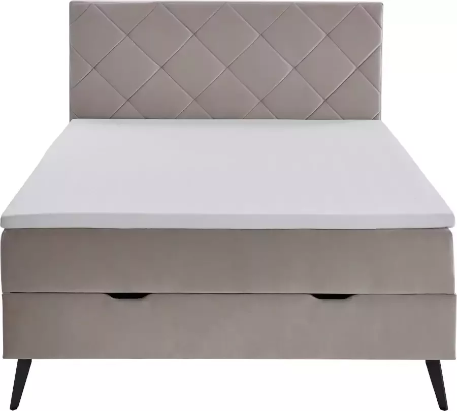 Meise.möbel Boxspring Leo 2 met bedkist en topmatras keuze tussen twee stofkwaliteiten