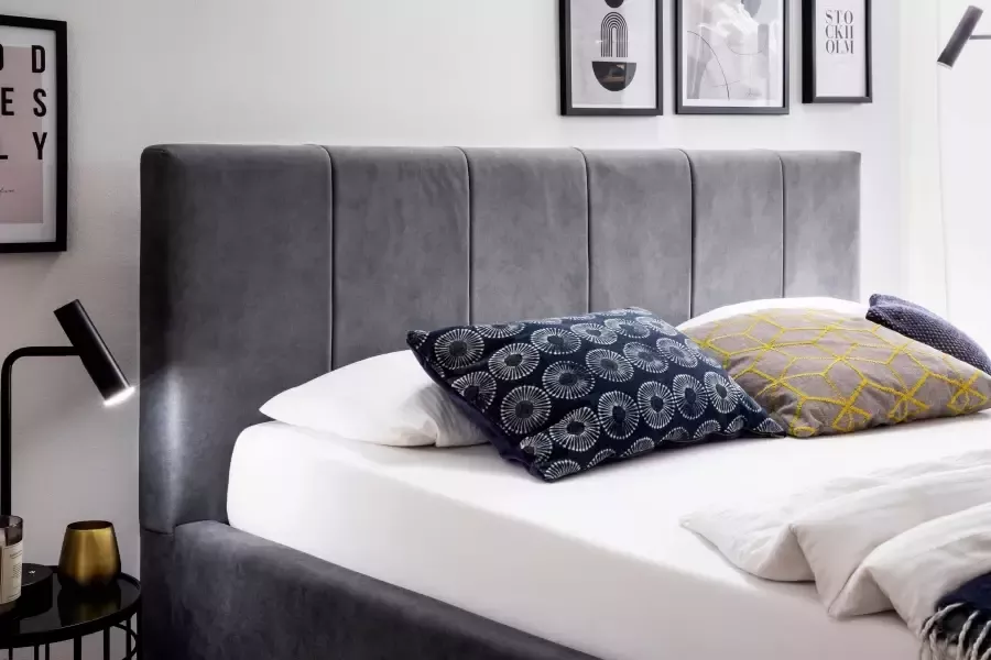 Meise EMOB Tweepersoonsbed Lizzie 180x200cm met opbergruimte antraciet Gestoffeerde tweepersoonsbedden Antraciet Polyester Gestoffeerde tweepersoonsbedden Tweepersoons Normaal bed Op voorraad - Foto 4
