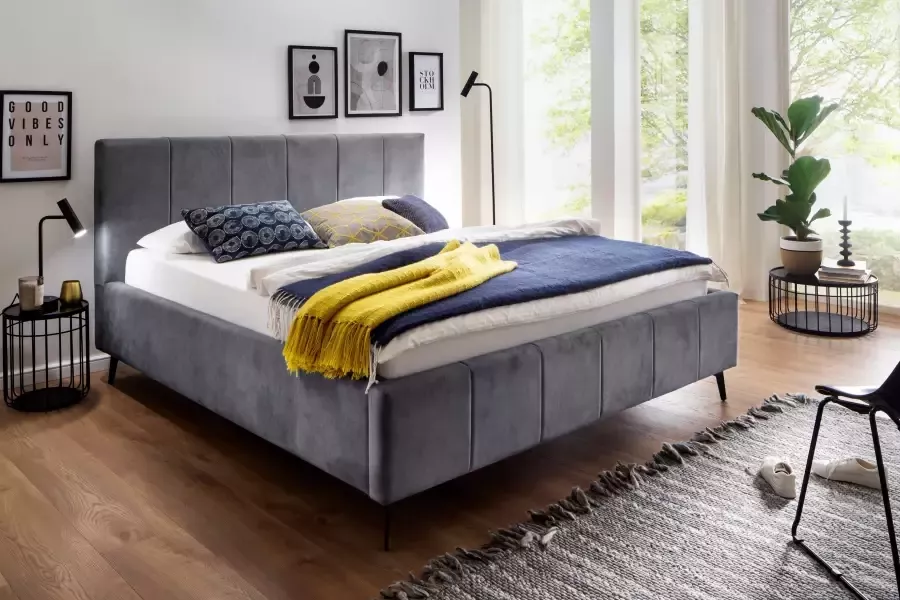Meise EMOB Tweepersoonsbed Lizzie 180x200cm met opbergruimte antraciet Gestoffeerde tweepersoonsbedden Antraciet Polyester Gestoffeerde tweepersoonsbedden Tweepersoons Normaal bed Op voorraad - Foto 6
