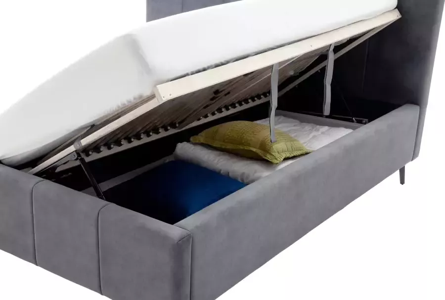 Meise EMOB Tweepersoonsbed Lizzie 180x200cm met opbergruimte antraciet Gestoffeerde tweepersoonsbedden Antraciet Polyester Gestoffeerde tweepersoonsbedden Tweepersoons Normaal bed Op voorraad - Foto 2