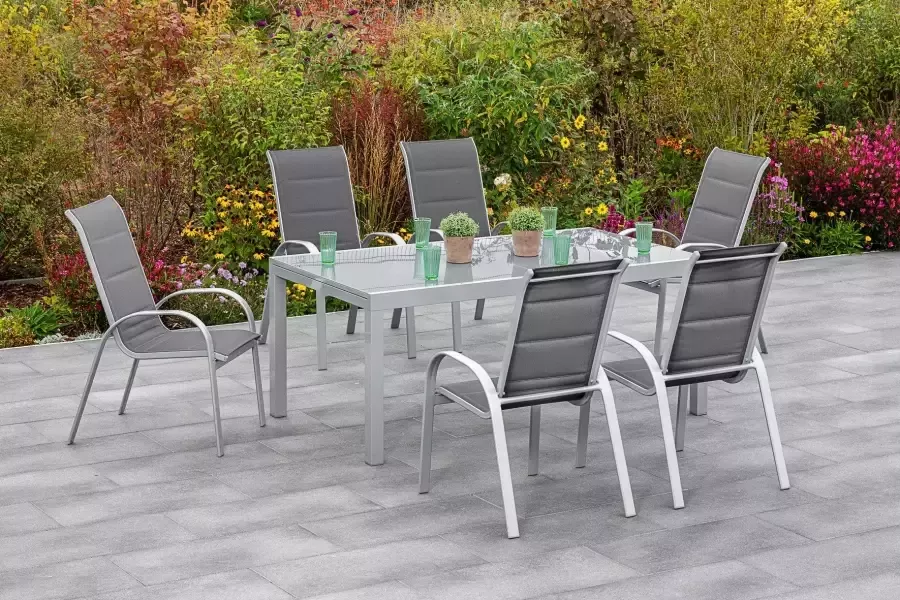 MERXX Tuin-eethoek Amalfi di lusso 6 fauteuils met tafel (7-delig)