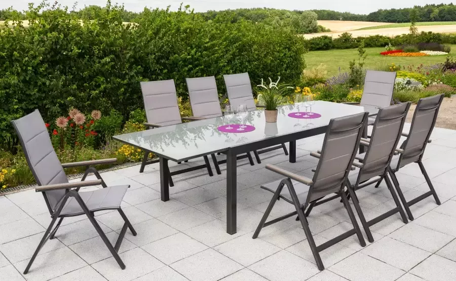 MERXX Tuinstoel Trivero set van 2 stuks aluminium textiel opvouwbaar bruin (set 2 stuks) - Foto 2