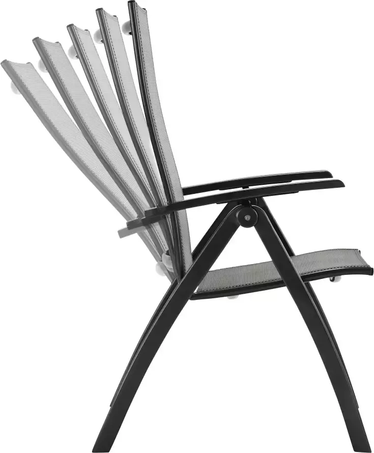 MERXX Tuinstoel VICENZA set van 2 aluminium textiel grijs (set 2 stuks) - Foto 2