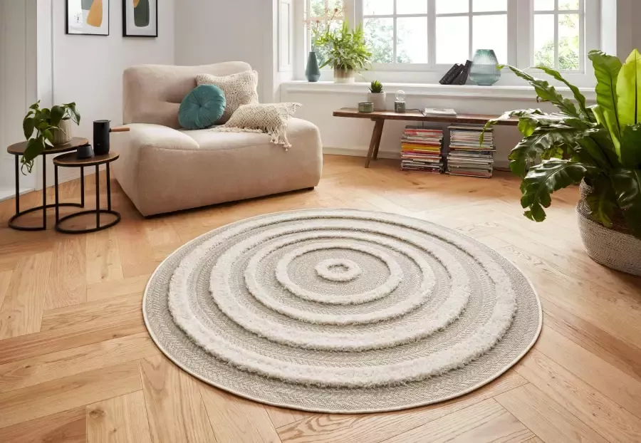 Mint rugs Rond vloerkleed 3D effect Nador beige crème 160 cm rond - Foto 3