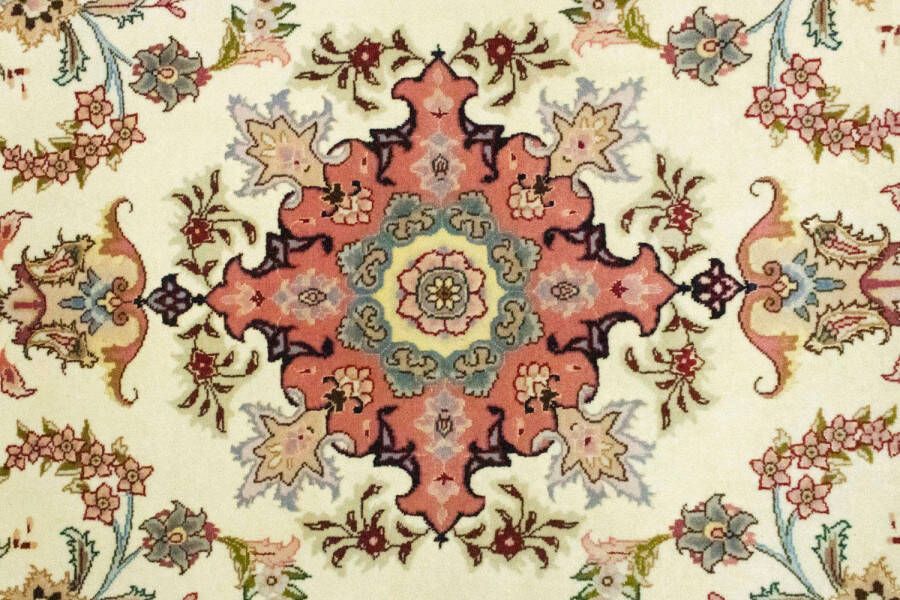 Morgenland Hoogpolige loper Tabriz 50 Raj medaillon beige 199 x 85 cm - Foto 4