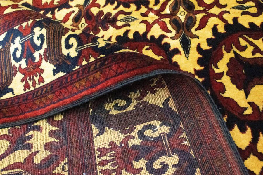 Morgenland Wollen kleed Afghan vloerkleed met de hand geknoopt donkerrood - Foto 3