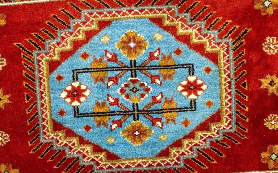 Morgenland Wollen kleed Kazak-kleed met de hand geknoopt rood - Foto 8