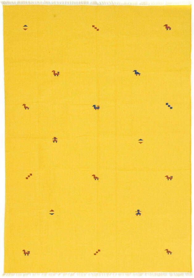 Morgenland Wollen kleed Kelim vloerkleed met de hand geweven geel - Foto 2