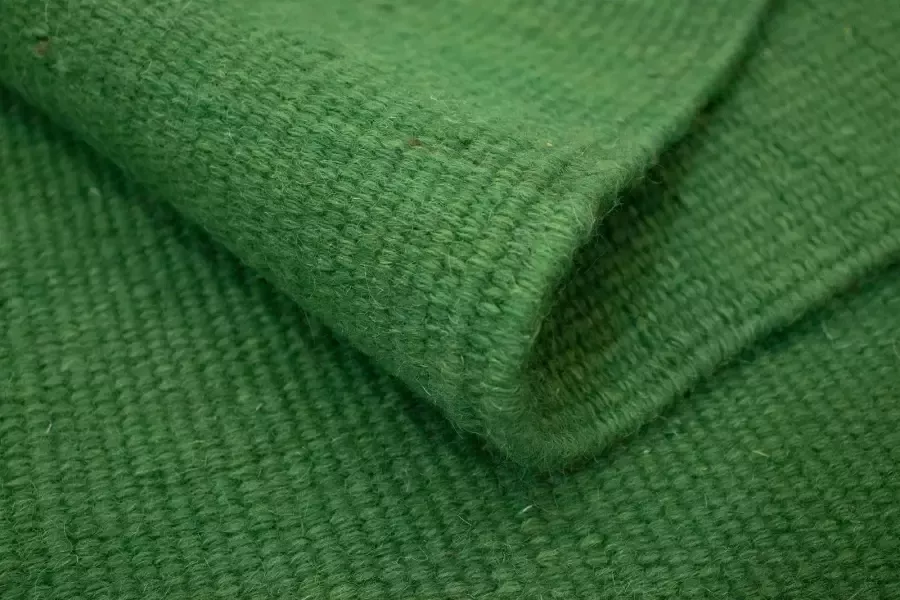 Morgenland Wollen kleed Kelim vloerkleed met de hand geweven groen - Foto 1
