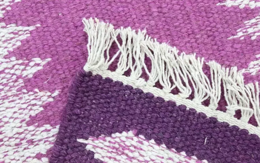 Morgenland Wollen kleed Kelim vloerkleed met de hand geweven paars - Foto 1