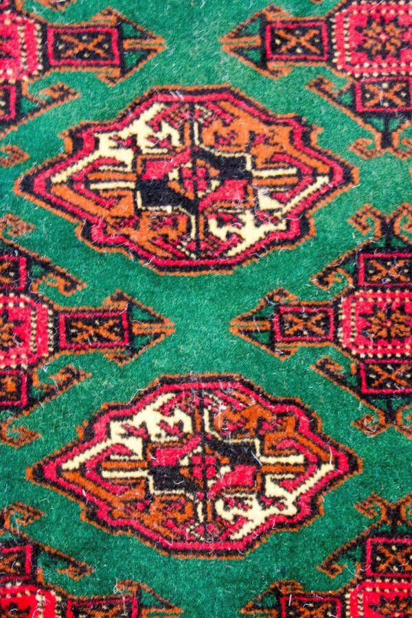 Morgenland Wollen kleed Turkaman vloerkleed met de hand geknoopt groen - Foto 3