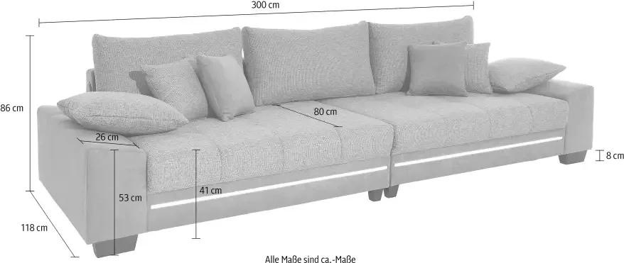 Mr. Couch Megabank NIKITA naar keuze met koudschuim (140 kg belasting zitting) en bluetooth-geluidssysteem en rgb-ledverlichting