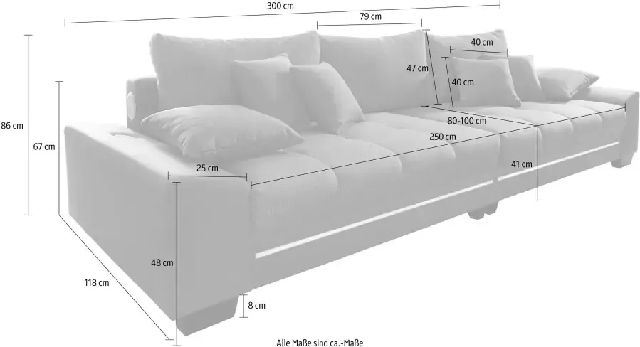 Mr. Couch Megabank NIKITA naar keuze met koudschuim (140 kg belasting zitting) met rgb-verlichting - Foto 1