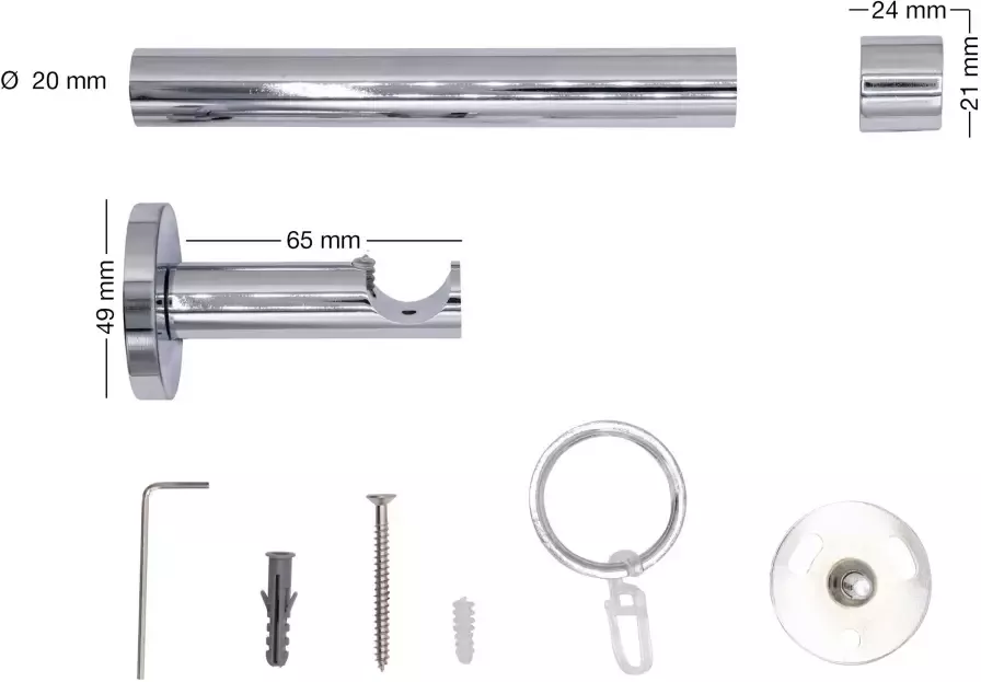 Home24 Gordijnroede op maat Cap I(1 rails ) mydeco